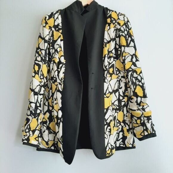 ROBERT RODRIGUEZ / Blazer Jacket Black Button Down Silk Floral Lining Sz 6 - Picture 12 of 16